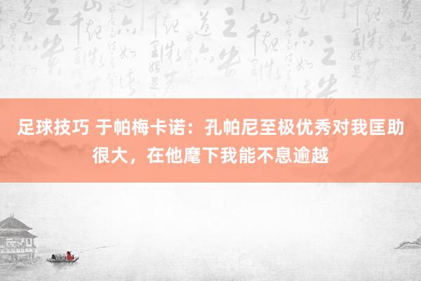 足球技巧 于帕梅卡诺：孔帕尼至极优秀对我匡助很大，在他麾下我能不息逾越