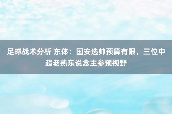 足球战术分析 东体：国安选帅预算有限，三位中超老熟东说念主参预视野