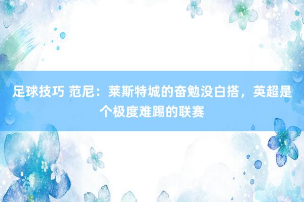 足球技巧 范尼：莱斯特城的奋勉没白搭，英超是个极度难踢的联赛